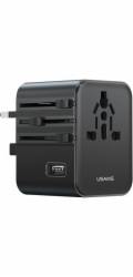 Usams Cestovní adaptér CC308 USB-C + USB-A 17W 4v1 US/AU/EU/UK černý