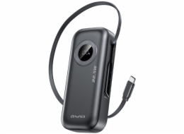 Awei PowerBank PA-9 10000mAh 22,5W s prodlužovacím kabelem černá/černá