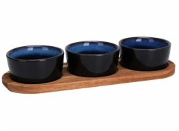 Secret de Gourmet Kameninový podnos na svačinu s miskami, 29 x 10 cm