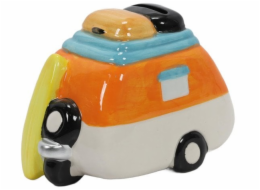 Home Styling Collection Barevné keramické prasátko s cestovním motivem