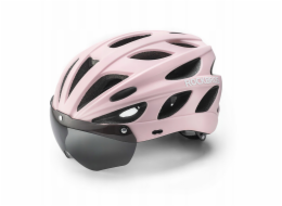 RockBros Cyklistická helma s kšiltem, odnímatelné ochranné brýle proti UV záření, odnímatelný kšiltem, unisex - růžová