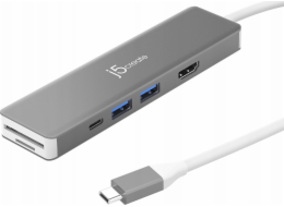 j5create Dokovací stanice/replikátor JCD390-N Kabelová USB 3.2 Gen 2 (3.1 Gen 2) Type-C Stříbrná, Bílá