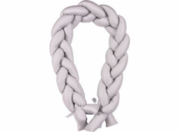 BabyMatex Chránič do postýlky saténový cop, 200 cm, šedý