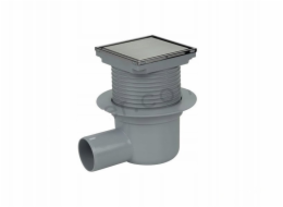 WINKIEL Nastavitelný vtok odpadních vod Alfaspot s bočním výpustem, průměr 50 mm, s límcem, nerezovým rámem a oboustrannou mřížkou 100x100 mm 2857