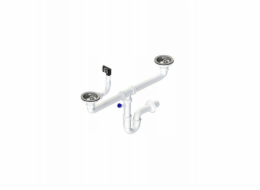 Tycner Sifon dřezu Instadrain fi 90 mm trubkový, 2komorový, s výpustí pro pračku/myčku 2657