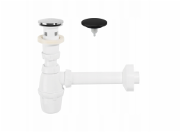 wirquin sifon k umyvadlu s rychloupínacím mechanismem a dvěma houbami, chromovaný a matně černý 30724762