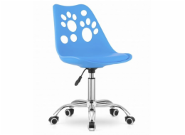 Leobert Židle PRINT, modrá, ekokůže, otočná, chromová podnož