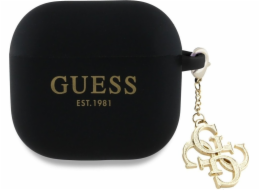 Guess Silikonový kryt GUA4LECG4K pro AirPods 4, černý/černý, 4G přívěsek