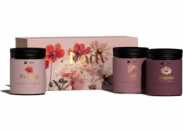 HiSkin Lady Flowers sada koupelových solí, 200 ml + tělový peeling, 200 ml + tělové máslo, 200 ml