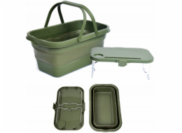 InnovaGoods KEMPOVÝ PIKNIKOVÝ KOŠ PLATINET 47X29X23,5 CM, 16L, SKLÁDACÍ, S VÍKEM 2 V 1 / STOLNÍ ZELENÁ [46139]