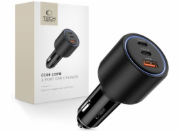 Tech-Protect Autonabíječka CC04 se 3 porty PD130W, černá