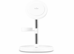 Puro Mag Station 3 v 1 indukční nabíječka se stojánkem - bílá