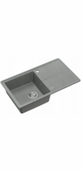 GraniteQ TONY 111 dřez ze stříbrné granitu (šedý) 1 dřez s/bez (78x45x18,5), se sifonem a nerezovým uzávěrem
