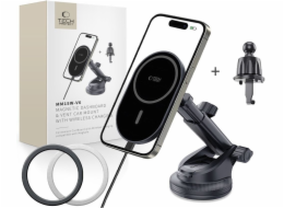 Tech-Protect Bezdrátová nabíječka MM15W-V6 s magnetickým držákem MagSafe do auta a na palubní desku a do větracího otvoru, 15 W, černá