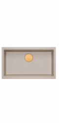 GraniteQ LOGAN 110 dřez perleťově béžový 76x45x23,5 cm 1 dřez závěsný s manuálním sifonem měděný
