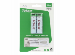 Tracer Dobíjecí baterie TCBEST R6 (AA) 950 mAh se zásuvkou typu C + kabel USB A na 2 x typ C, 2 ks