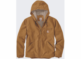 Carhartt Hnědá bunda Washed Duck s podšívkou z šerpy
