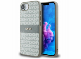 DKNY Pouzdro Repeat Texture Pattern with Tonal Stripe pro iPhone 16e béžové