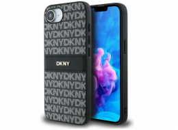 DKNY Pouzdro Repeat Texture Pattern with Tonal Stripe pro iPhone 16e černé