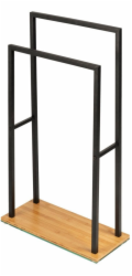 Wenko Věšák na ručníky BAMBOO do koupelny, 2 ramena, s bambusovou základnou, WENKO