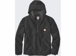Carhartt&nbsp;Černá&nbsp;bunda&nbsp;Washed&nbsp;Duck&nbsp;s&nbsp;podšívkou&nbsp;z&nbsp;šerpy