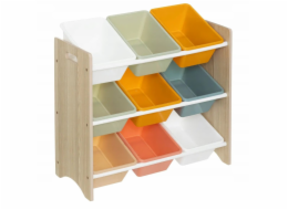 Atmosphera Police s krabicemi na hračky, 9 barevných krabic, 60 x 29,5 x 66 cm