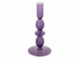 Atmosphera Fialový skleněný svícen CRISTAL, 19,5 cm