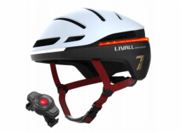 Livall Silniční helma 52-55cm LED světla s pádovým senzorem SOS bílá
