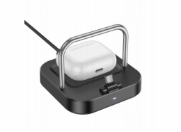 Hoco Stolní nabíječka 2 v 1 s konektorem C + bezdrátové nabíjení 5W PD QC 3A 30W CQ16B černá