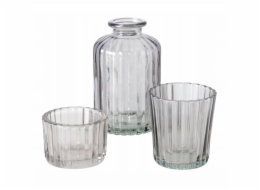 Boltze Sada skleněných dekorací TOLKA, svícny a váza, 10 cm