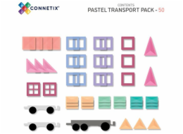 Teka CONNETIX Pastel Transport Pack 50 ks magnetických kostek autíčka 3+