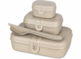 Koziol Svačinový box PASCAL READY, sada 3 nádob a příborů, KOZIOL