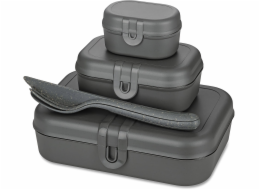 Koziol Svačinový box PASCAL READY, sada 3 nádob a příborů, KOZIOL