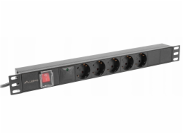 Lanberg 1U 16A 5x SCHUKO 2m černý rackový prodlužovací kabel C14 PDU 19