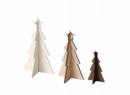 Kaemingk Dekorativní překližkové vánoční stromky KARL, 12-25 cm, 3 ks.