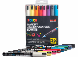 Uni Sada fixů POSCA PC-1MR, 16 barev, plastové balení