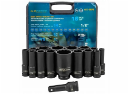 JCB Sada hlubokých rázových objímek 1/2" 16 dílů. (6stranný) (10–32 mm) (36 mm 12stranný)