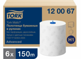 Tork Tork Matic – Role utěrek, bílá, celulóza, dvě vrstvy – 150 m