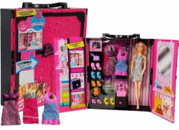 LeanToys Módní šatník pro panenky růžový kufr