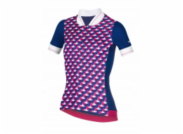 RH+ Dámský cyklistický dres zeroPreppy W, FUCSIA/TMAVĚ MODRÁ/BÍLÁ - XL