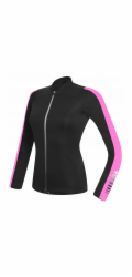 RH+ Dámský cyklistický dres zeroSpirit LS FZ ČERNÁ-TMAVĚ RŮŽOVÁ - M