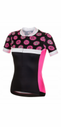 RH+ Dámský cyklistický dres zeroPreppy W ČERNÁ/NEFLUO RŮŽOVÁ/BÍLÁ - L