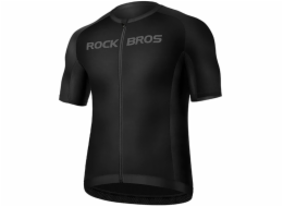 RockBros Cyklistický dres s krátkým rukávem, zapínání na zip, XL - černý