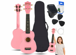 LUNA GUITARS SUPRIMO UK21 SET PK sopránové ukulele 21 růžová
