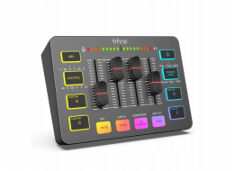Fifine Zvuková karta SC3W, mixážní pult, bílá, USB s RGB XLR, 2 kanály