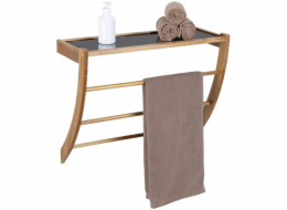 Wenko Dřevěná koupelnová police s tyčí FONDI