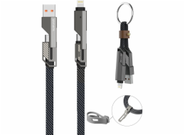 4smarts USB-C kabel ComboCord plochý 240W, 1,5m + kabel s klíčenkou