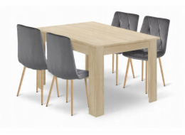 Malys Group Sada stolu NP 120x80 dub Sonoma + 4 šedé židle LIBRA
