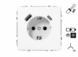 Zásuvka a USB A+C nabíječka LIREGUS MODER, bílá