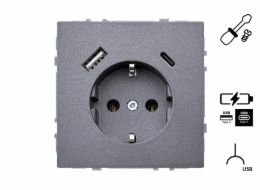 Zásuvka a USB A+C nabíječka LIREGUS MODER, černá